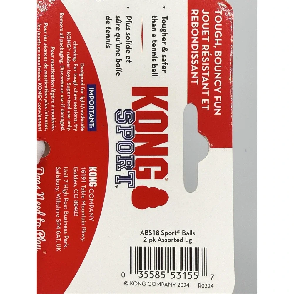KONG Sport Balls ABS18 Dog Toy Large 2-Pack Green Blue Chew